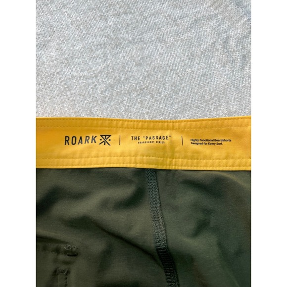 Roark The Passage Boardshorts Mens 38 Olive Green Flower Graphic Swim Trunks - Picture 3 of 5